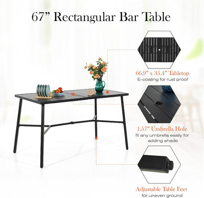 Sophia & William Outdoor Bar Set, Patio Bar Table and Chairs Set, Bar Height Patio Set - 4 x Swivel Bar Chairs(Brown), 1 x Rectangular Bar Table(Black)