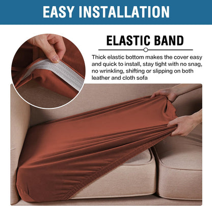 H.VERSAILTEX Velvet Stretch Couch Cushion Cover Plush Cushion Slipcover for Chair Loveseat Sofa Cushion Furniture Protector Seat Cushion Sofa Cover (2 Piece Medium Sofa Cushion Covers, Rust)