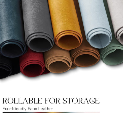 MOSAYT Vinyl Placemats Set of 4-12 X 17 Inch - Fall Faux Leather 100% Waterproof Oil-Proof Wipeable PU Place Mats, Heat Resistant Reversible Table Mats for Kitchen, Dining, Outdoor (Reddish Brown)