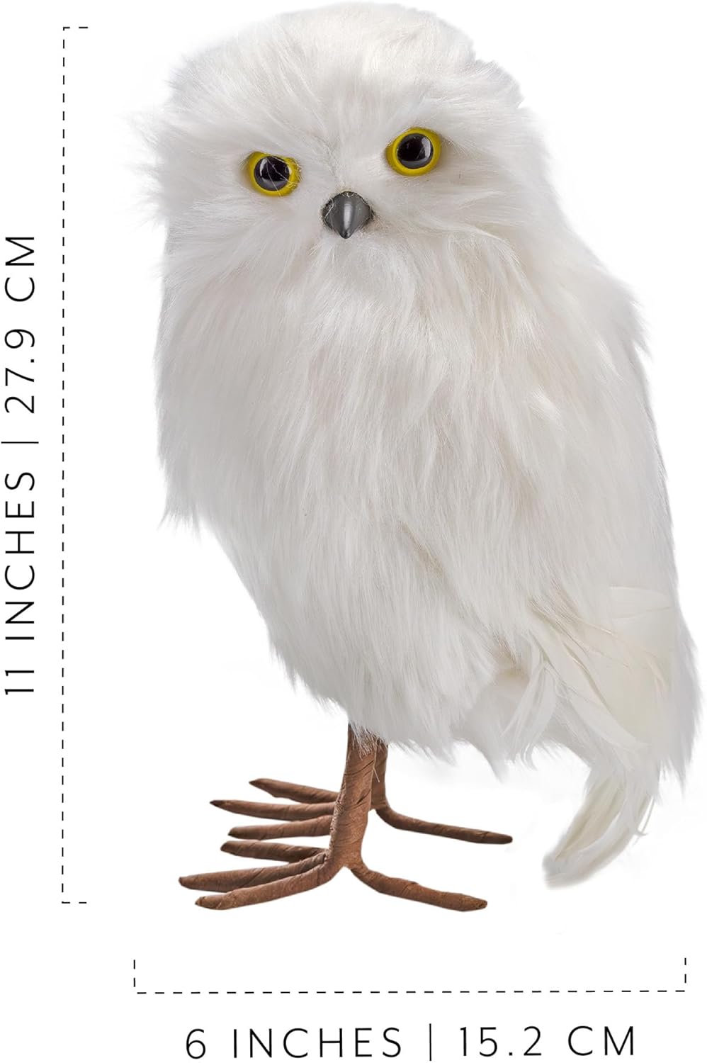 Fake Stuffed Owl Figure, 11-Inch Tall Bird for Craft, Halloween Prop or Christmas Tree Topper Use