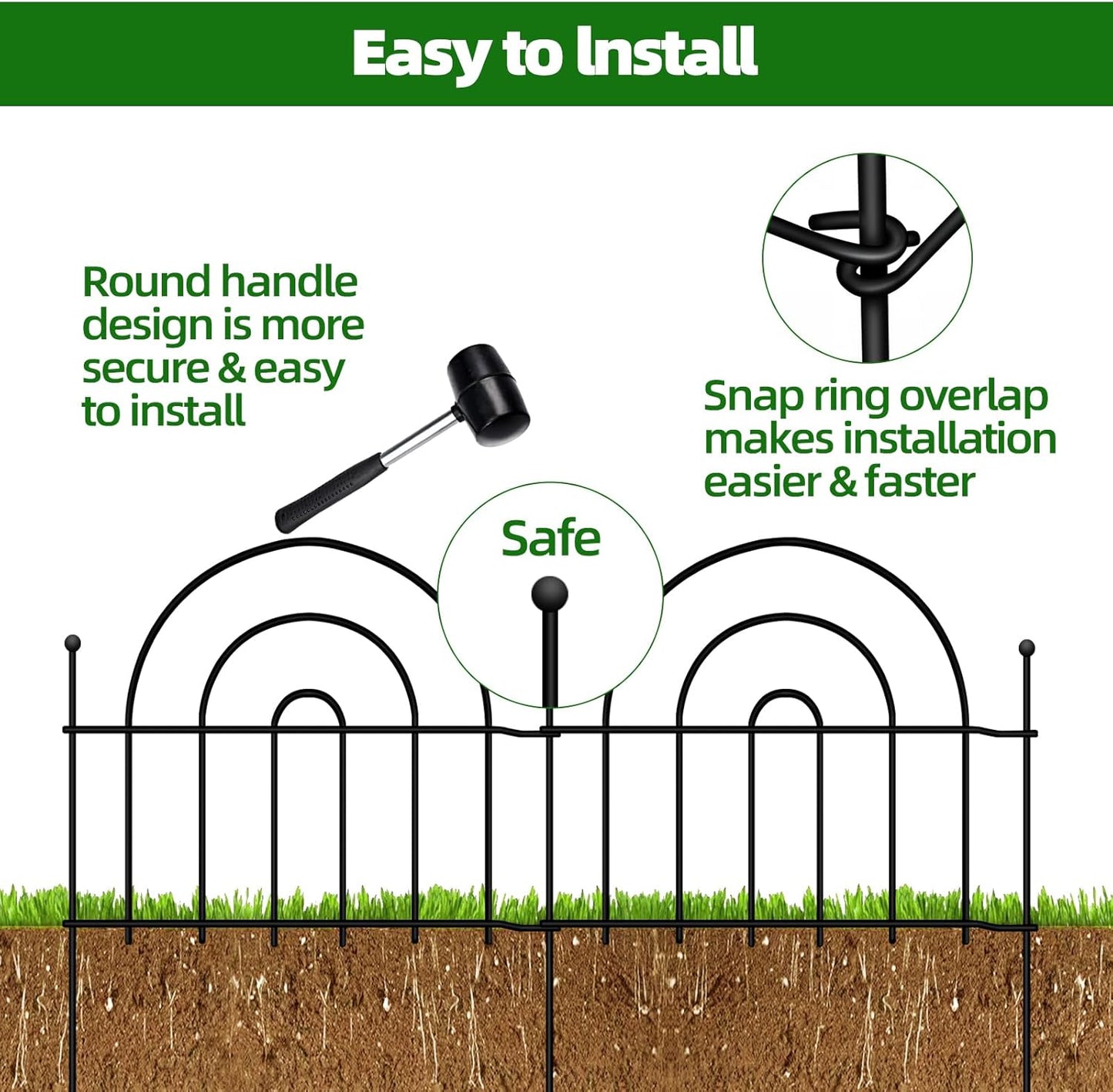 Decorative Garden Fence, 15 Panels No Dig Fence 21.25ft(L) x13in(H) Animal Barrier for Dog Rabbit, Arched Flower Bed Wire Border Rustproof Metal Panel Fencing for Yard Patio Outdoor Decor