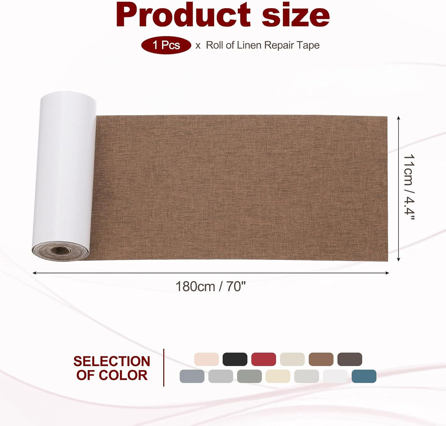 PATIKIL 70x4.4 Inch Linen Repair Tape, Repair Fabric Patch Self Adhesive Couch Patch Line Repair Patch for Furniture Sofa Car Seats Office Chairs, Yellow Brown