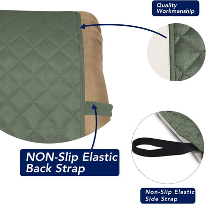 PureFit Reversible Quilted Recliner Sofa Cover, Water Resistant Slipcover Furniture Protector, Washable Couch Cover with Elastic Straps for Kids, Dogs, Pets (Small, Greyish Green/Beige)