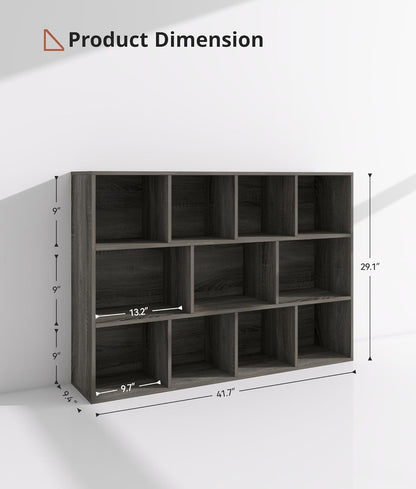 11-Cube Kids Toy and Book Storage Organizer – Wooden Cube Bookcase for Playroom and Nursery Organization, Baby Bookshelf and Kids Shelves for Room or Classroom, French Oak Finish