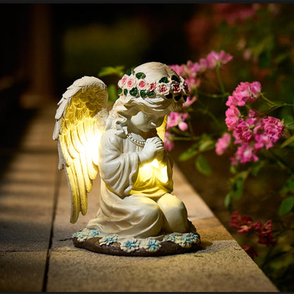 Solar Fairy Garden Decor for Outside Prayed Angel Sculptures Home Decoration, Solar Powered Angel Garden Statues for Outdoor Patio Yard Ornaments, Unique Gifts for Mom Grandma Wife
