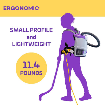 ProTeam GoFit 3 Commercial Backpack Vacuum with Xover Multi-Surface Telescoping Wand Tool Kit, 3 qt, Corded