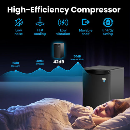 E-Star 3.3 Cu Ft Mini Fridge without Freezer - AUTO DEFROST, Reversible Single Door, Glass Shelf Refrigerator - A Space-Saving Marvel for Your Bedroom, Dorm, and Office