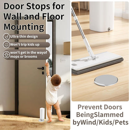Magnetic Door Stoppers WYGWP Stainless Steel No Drilling Wedge Stops Heavy Duty Catch Holder to Keep Doors Open (White Door Stop)