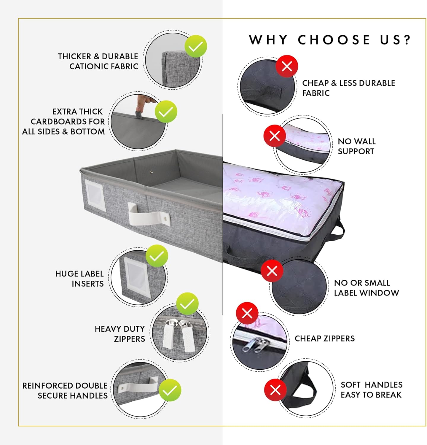 HOMELUX THEORY 1pc Under Bed Storage Containers, Bedroom Under the Bed Drawer Storage Organizer with Bins and Lids, Large Underbed Clothes Storage Box Ideal for Blanket, Fabric, & Shoes (LightGray)