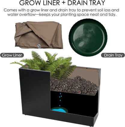 Kozyard 36" x 12" x 24" Metal Rectangular Planter Box Steel Long Box Planter Black Powder Coated Steel Plant Pot All-Weather Use with Partition Panel for Indoor Outdoor for Trees, Plants Flowers