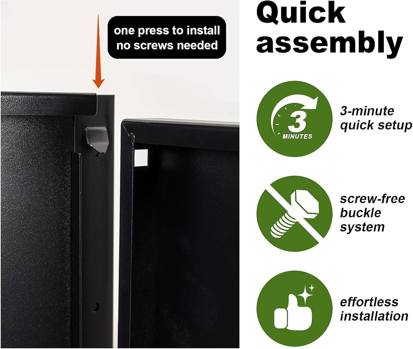 Metal Large Rectangular Planter Box Outdoor 30" H x 34" W x 10" D,Tall Flower Pot with Quick Installation,Long Black Planters for Outdoor Plants with Drainage Holes for Plants,Patio,Garden