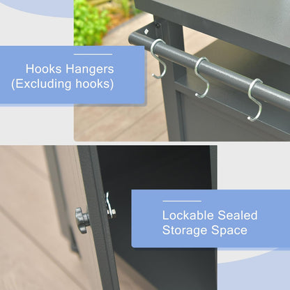 Domi Grill Carts Outdoor Storage Cabinet with Wheels, Metal Outdoor Grill Cart Kitchen Dining Table Cooking Prep BBQ Table for Patio, Kitchen Island, Home Party, Bar (Grey)