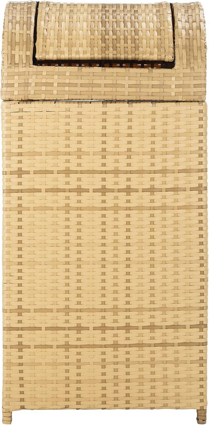 SAFAVIEH Outdoor Collection Mazeli Natural Woven Swing Top Dome Lid Trash Bin (Fully Assembled) PAT7511D