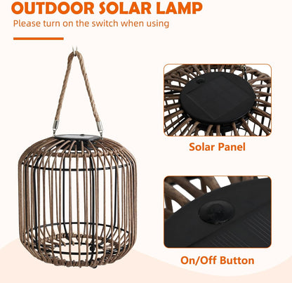 Solar Yard 2-Pack Outdoor Solar Lamp, Water-Resistant Lights for Outside Hanging Lantern Table Lamp Lights Decoration for Garden, Yard, Patio, Porch, Trees, Pathway, Natural