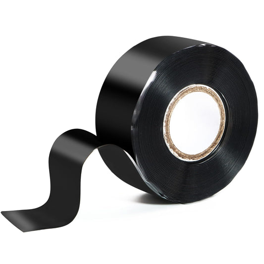 Self Fusing Silicone Tape 1 in x 16.4' Black Waterproof Rubber Leak Proof Sealing Silicone Rubber Self-amalgamating Tape for Emergency Hot and Cold Water Pipe Repairs and Tool Fixation