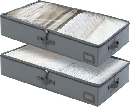 6-Inch Under Bed Organizer, Under Bed Storage Container, Under Crib/Couch Storage, Underbed Storage Box for Seasonal Clothing, Sweaters, Shoes, Blankets, Wrapping Paper & Toys 33" L×17" W×6" H