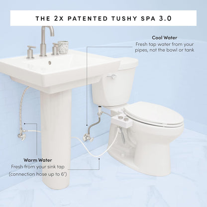 TUSHY 3.0 Spa Bidet Attachment. Cool to Warm Water. It's Time to Replace Toilet Paper, Fresh Water Spray (Requires Sink Access for Optional Temperature Control), Bamboo