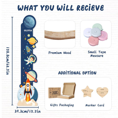 Personalized Name Growth Chart for Wall, Space Height Measurement for Wall, Children Height Chart Ruler, Portable 3D Removable Growth Chart, Wall Height Measurement for Kids