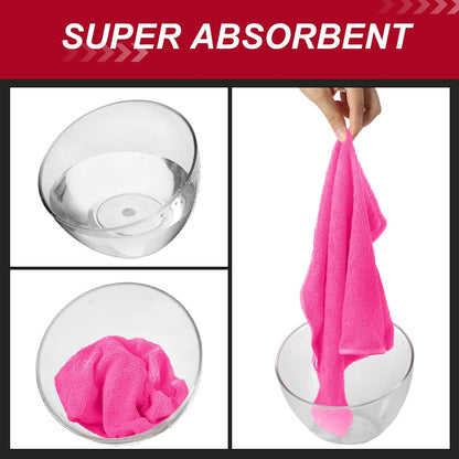 200 Pcs Microfiber Cleaning Cloth 16x16 Inch Microfiber Towels for Car Ultra Absorbent Cleaning Rags Reusable Lint Free Streak Free Detailing Towel for Car Washing Drying Dusting (Pink)