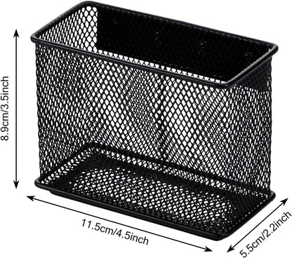 4.5' × 2.2'' × 3.5'' Magnetic Basket for Whiteboard Black Magnetic Basket for Fridge Magnetic Organizer Holder with 4 Strong Magnets Magnetic Holder for Refrigerator Locker,Set of 4