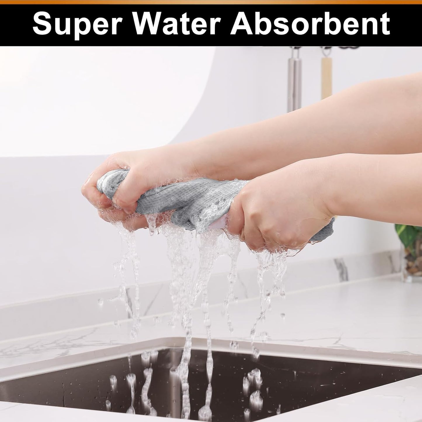 Homaxy 100% Cotton Waffle Weave Kitchen Towels - 4 Pack Soft and Absorbent Dish Towels - 16 x 26 Inches Quick Dry Hand Towels - Light Grey