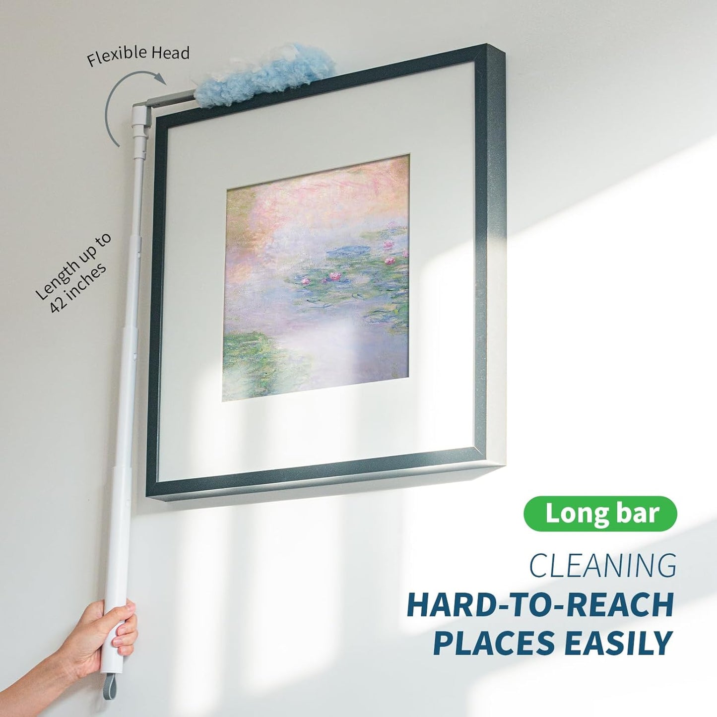 oshang Duster Heavy Duty 3.6 ft Extended Handle Dusting Kit - Multi-Surface Cleaning | Home, Office, Furniture, Ceiling Fan | Powerful Dust Removal | Feather Dusters (1 Duster + 12 Refills)