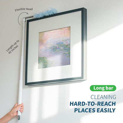 oshang Duster Heavy Duty 3.6 ft Extended Handle Dusting Kit - Multi-Surface Cleaning | Home, Office, Furniture, Ceiling Fan | Powerful Dust Removal | Feather Dusters (1 Duster + 12 Refills)