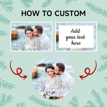 Personalized Christmas Ornaments 2025 Ceramic Custom Picture Text Hanging Ornament Customized Christmas Tree Decorations Keepsake Gift for Family Couples Xmas Tree Home Decor