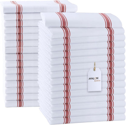 Dish Towels Set (Value Pack of 30) Size 15x25 Inch, 100% Cotton Soft & Absorbent Linen Kitchen Towels, Tea Towels, Reusable Cleaning Cloths for Household Cleaning (Red)