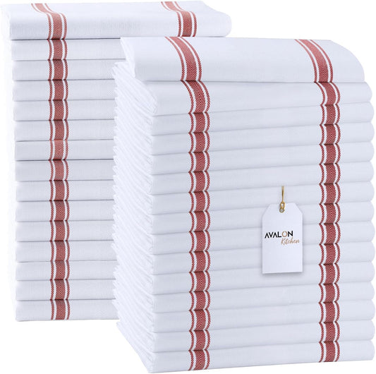 Dish Towels Set (Value Pack of 30) Size 15x25 Inch, 100% Cotton Soft & Absorbent Linen Kitchen Towels, Tea Towels, Reusable Cleaning Cloths for Household Cleaning (Red)