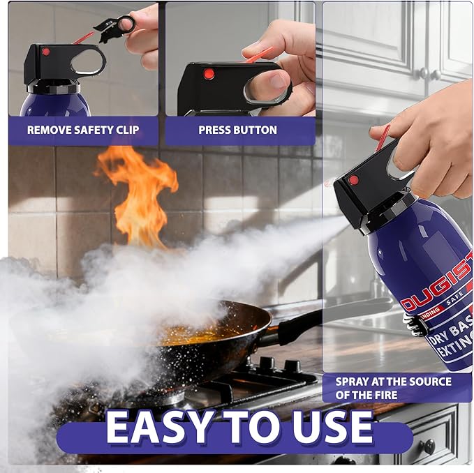 Fire Extinguisher for Home & Vehicle - 600g Fire Extinguisher | Grease & Electrical Fire Extinguisher for Kitchen, Car, Portable (2-Pack)