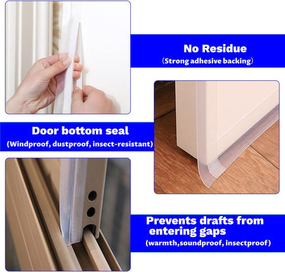Weather Stripping Door Seal Strip 33 Feet Strip Bottom Draft Insulation Stopper Weatherproof Soundproof for Door Frame or Window Sealer Bathroom Shower Glass Gaps