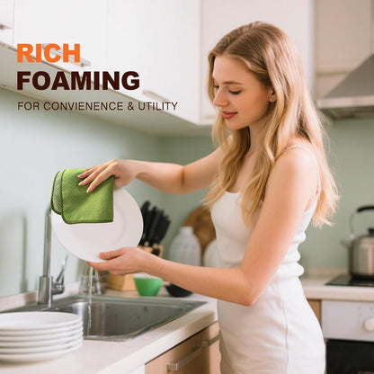 KinHwa Kitchen Washcloths for Dishes Absorbent Microfiber Dish Cloths Quick Dry Dish Rags with Poly Scour Scrub Side Ideal for Kitchen Cleaning (Green, 12inchx12inch 9 Pack)