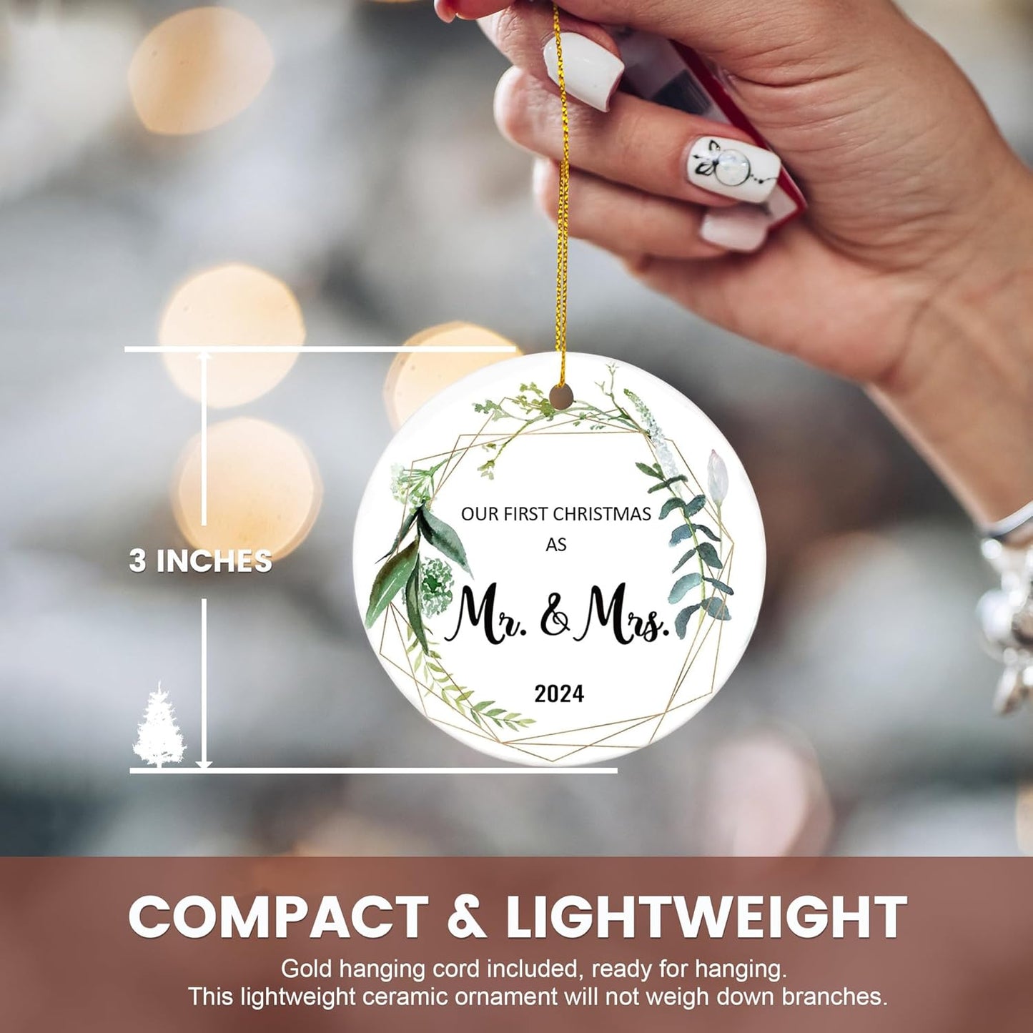 Wedding Gifts for Couples Unique 2024 Our First Christmas Married Ornaments Ceramic, 1st Christmas as Mr Mrs, Bridal Shower Gift, Just Married Gifts, Newlywed Keepsake