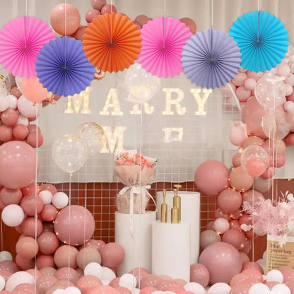 Red Hanging Paper Fans,Red Accessories Paper Decorations for Party,Valentines Day Decorations,Photo Booth Props Decor,16in Hanging Paper Fans 30 Color DIY Set （Magenta）