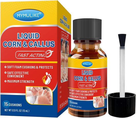 Liquid Corn Remover, Corn Removers for Toes, Fast Acting, Safe Removes Corns Fast Extra Strength for Kids and Adults, 15ml Liquid with 15PCS Cushions 10PCS Swabs (15ML*1)