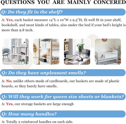 Criusia Large Storage Bins for Shelves 4 Pack, Closet Storage Baskets for Clothes Blanket Beddings Towels, Collapsible Fabric Closet Organizer Bins with Handles/ Laundry Room Organization