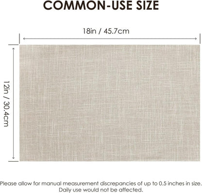 Placemats Set of 6, Bilayer Thickened Linen Place Mats Heat Resistant Machine Washable Wrinkle Free Carefully Selected Polyester Mats for Kitchen/Dining/Coffee Table (Cream Beige)