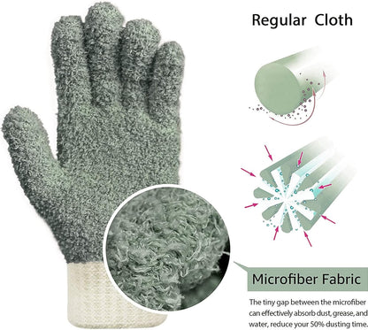 MIG4U Microfiber Gloves - Dusting Gloves for House Cleaning - Washable Blind Cleaner Duster Tool (Gray,S/M)