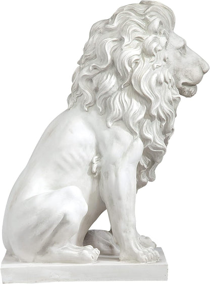 Design Toscano Lion of Florence Sentinel Indoor/Outdoor Animal Statue, 28 Inch Tall, Cast Stone Resin, Antique Stone Finish