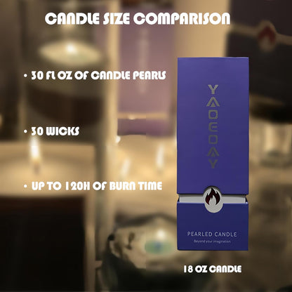 Pearl Candle 18 oz. Long-Lasting Fragrance (up to 120 Hours) - Includes 30 refillable Wicks