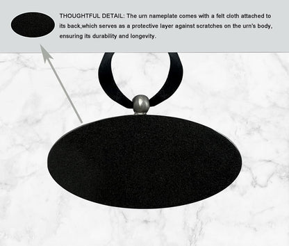 Personalized Engraved Name Tag for Urns - Customizable Plate for Cremation Urns - Engraved Hanging Plate in Silvery Tone with Satin Ribbon (Silvery Pendant)