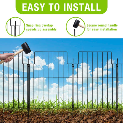 Decorative Garden Fence Fencing Panels,Rustproof Metal No-Dig Animal Barrier,Flower Bed Edging Dog Fence for Yard, Garden, Patio, Rabbits,Vegetable Plots (26 Panels-17in(H) x28ft(L)