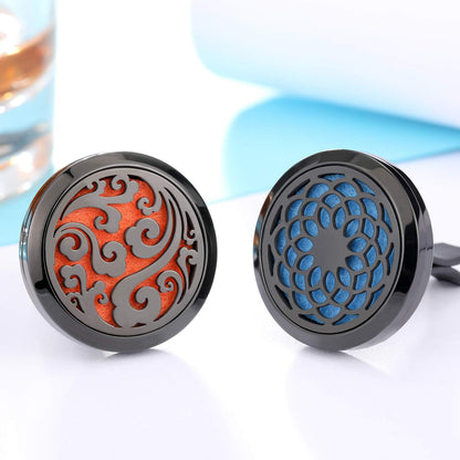 2 Pieces 316L Car Aromatherapy Oil Diffuser Air Freshener with 48 Felt Pad (Cloud, Sunflower Patterns)