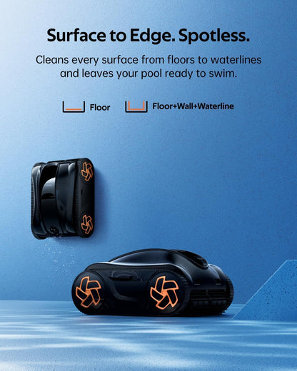 Pool Cleaner K40, 4H Runtime Cordless Robotic Pool Vacuum for Inground & Above Ground Pools, AI Timer, Smart Navigation, Self-Parking, App Support, Touchscreen, Cleans Floor, Wall & Waterline