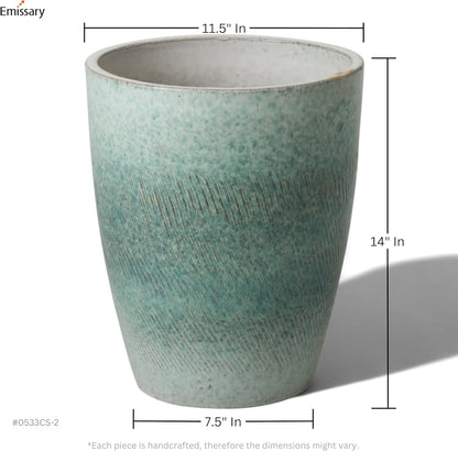 Emissary Home and Garden Bullet 11.5 in. Coastal Splash Ceramic Round Planter (11.5 in. L x 11.5 in. W x 14 in. H) with Drainage Hole