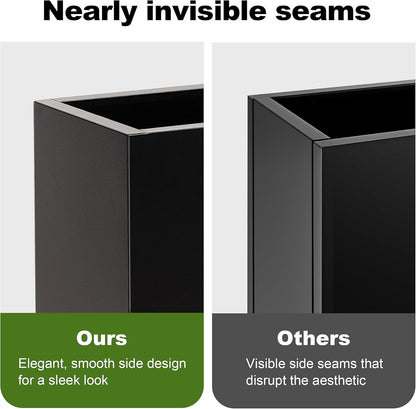 Large Rectangular Metal Planter Box Outdoor 30" H x 34" W x 10" D,Tall Flower Pot with Quick Installation,Long Black Planters for Outdoor Plants with Drainage Holes for Plants,Patio,Garden