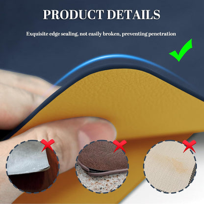 BLESWIN Faux Leather Placemats, PU Dining Table, Waterproof and Oil Resistant Easy to Clean, Heat Resistant Reversible Use Table Mats for Kitchen, Dining Table,Outdoor – 12 × 17 Inch, Dark Blue&Yellow