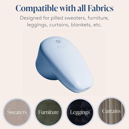 Nori Trim Fabric Shaver - Lint Remover for Clothes & Furniture Couch Pilling - Sweater Pill Remover - Clothes Shaver with 6 Precision Blades - Wireless and Rechargeable - Blue