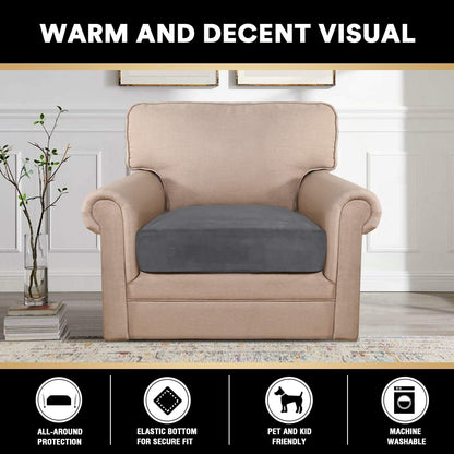 PrinceDeco Velvet Stretch Couch Cushion Cover, Sofa Slip Covers for Cushion Couch Chair Loveseat Sofa Furniture Protector Cushion Sofa Cover Each Width Up to 29.5", Grey